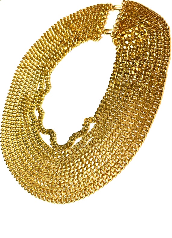 Vintage Gold CHANEL Multi Strand Chain Necklace, C