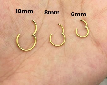 20G Surgical Steel Nose Ring, Minimalist Nostril Ring, Tiny Nose Hoop, Handmade Hypoallergenic Clicker Ring, Dainty Cartilage Body Piercing