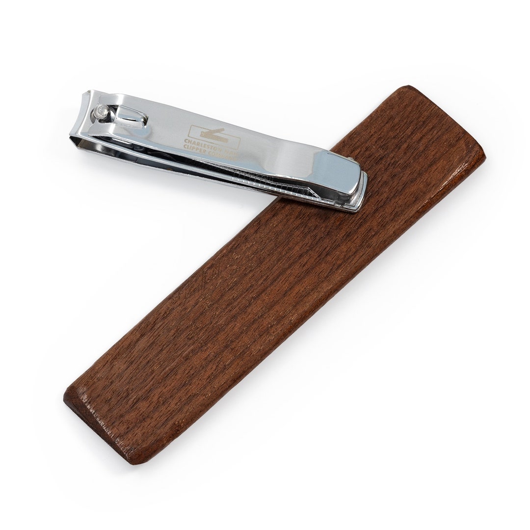 Ergonomic Onehanded Nail Clippers mahogany Wood 360 Degree Pivot