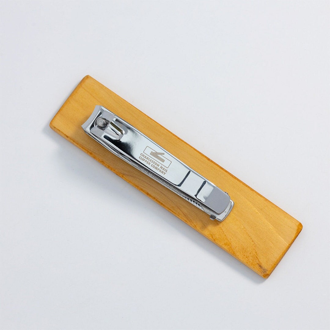 Charleston Nail Clippers Maple Wood Base Pivoting Toenail Trimmers