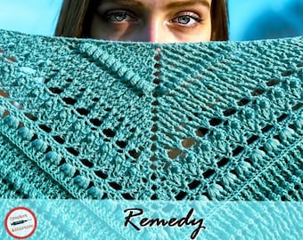 Remedy shawl crochet pattern. PDF file, digital chart, instructions. DIY, handmade. Make yourself a perfect gift. Wzór, chusta na szydełku