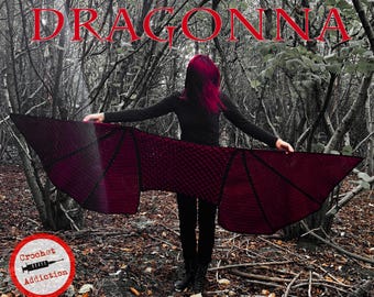 Wzór na szydełkową pelerynę DRAGONNA shawl. Plik PDF, wykres cyfrowy, instrukcje, ręcznie robiony. TYLKO WYKRES!