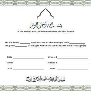 Islamische Nikah Heiratsurkunde