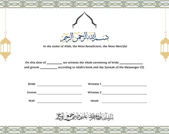 Islamic Nikah Marriage Certificate