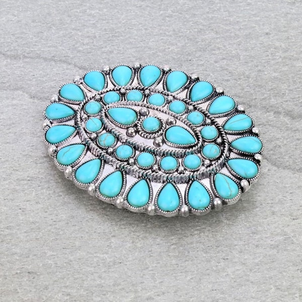 Turquoise semi stone belt Buckle   “””Buckle Only”” Concho stone interchangeable buckle