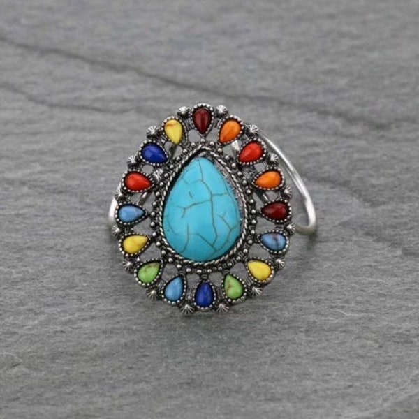 Concho Multi Colored  Scarf Slide ring