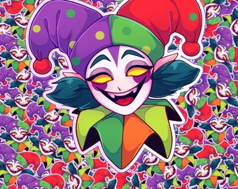 DND Dres the Jester Sticker | Dungeons and Dragons | Colorful and Smiling Clown | TTRPG | single Vinyl Laptop 2.5''
