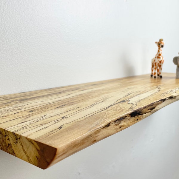 Estantes Maple Live Edge de 1 pulgada de espesor-Pedidos personalizados, Madera de borde natural, Estante flotante rústico de borde vivo, Estante flotante de borde crudo