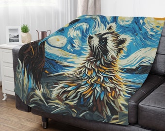 Starry Raccoon Blanket, Lightweight Raccoon Blanket