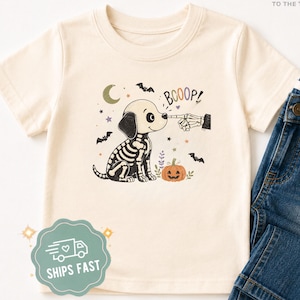 Boop Kids Halloween Shirt - Toddler Youth Trick Treat T-Shirt, Cute Skeleton Dog Kid's TShirt