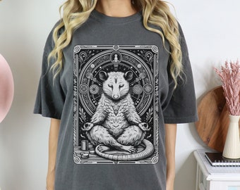 Meditating Opossum Tarot Card Shirt, Possum Shirt, Gift for Possum Lover