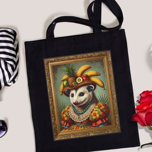 Kitsch Possum Cotton Canvas Tote Bag, Tropical Opossum Bag