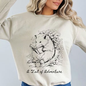 Possum Shirt, Opossum Reading Sweater, Opossum Lover Shirt, Cute Sweatshirt, Opossum Lover Gift