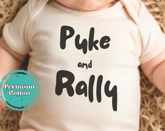 Puke and Rally Funny Baby Onesie® Brand Bodysuit, Rock and Roll Baby Bodysuit, inappropriate baby onesie