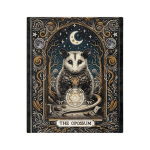 Opossum Tarot Blanket, Possum Velveteen Minky Blanket, Lightweight Blanket image 3