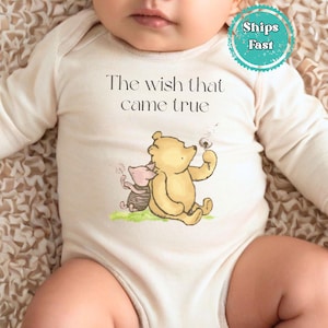 The Wish That Came True 1926 Vintage Bear Baby Bodysuit - IVF Baby Announcement bodysuit, IVF Baby Announcement Bodysuit,