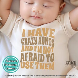 I Have Crazy Aunts and I'm Not Afraid to use Them Gerber Onesie® Brand Bodysuit, Retro Funny Aunt Baby Bodysuit, Gift from Aunt