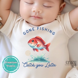 Gone Fishing Baby Gerber Onesie® Brand Bodysuit, Fishing Baby Bodysuit, Fishing Baby Shower Gift, Fishing Baby Outfit