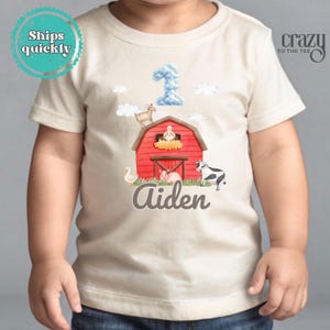 First Birthday Farm Shirt, Personalized One Barn Animals Birthday TShirt, 1st Farm Birthday Toddler Tee, Birthday Farm Shirts