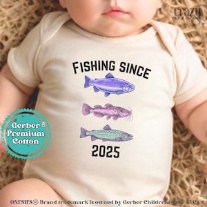 Fishing Since 2025 Baby Gerber Onesie® Brand Bodysuit, Fishing Baby Bodysuit, Fishing Baby Shower Gift, Fishing Baby Outfit
