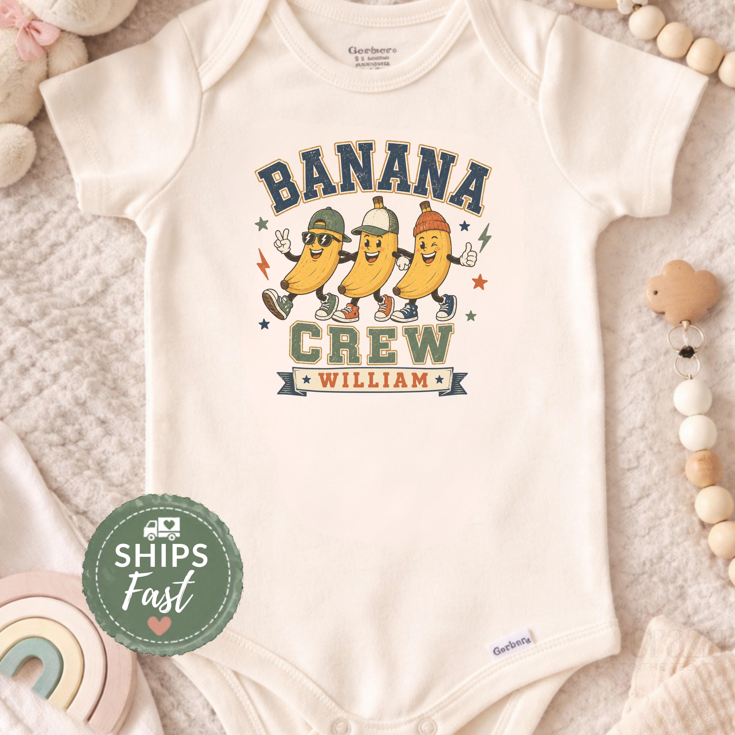 Banana Crew Baby Onesie Brand Bodysuit - Custom name Newborn Gift