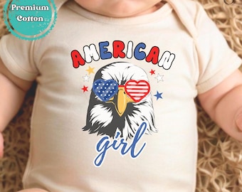 American Baby Onesie® Brand Bodysuit For 4th of July, Retro Patriotic Baby Bodysuit For Girls, Cute 4th of July Shirt