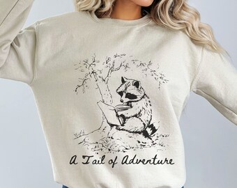 Raccoon Shirt, Raccoon Reading Sweatshirt, Funny Racoon Sweater, Gift for Book Lover