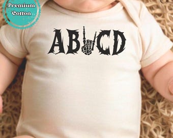 ABCD Shirt, Heavy Metal Baby Gerber ONESIE® Brand Bodysuit, Rock n Roll Baby Gift, Classic Rock Toddler Shirt, Rock n Roll Kid TShirt