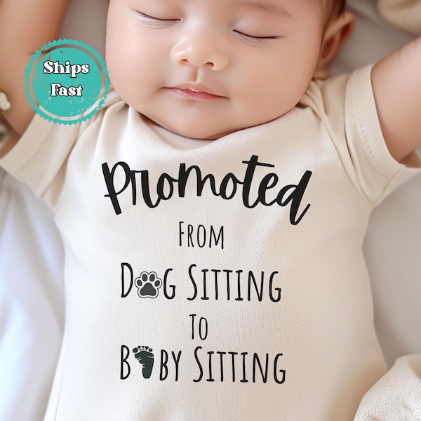 Grandparent Announcement Baby Onesie® Brand Bodysuit, Funny Pregnancy Announcement for New Grandparents, Promoted to Babysitting