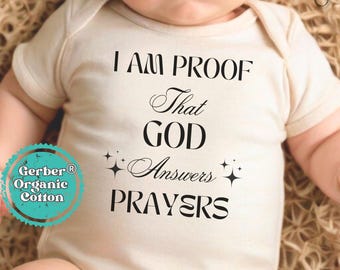 I am Proof That God Answers Prayers Gerber® Baby Onesie® Brand Bodysuit, IVF Baby Announcement Baby Bodysuit, Gift For Baby Shower