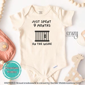 Just Spent 9 Months On The Inside Onesie® Brand Bodysuit, Funny Newborn Baby Bodysuit, Funny baby ONESIE®