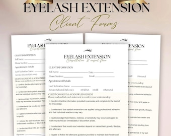 Formulario de consulta y consentimiento para extensiones de pestañas / Formulario de admisión de clientes / Plantilla editable de Canva / Descarga digital