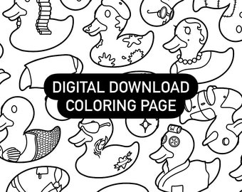 Rubber Ducks Coloring Page for Digital Download