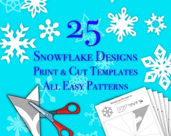 Paper Snowflake Patterns - 25 EASY Printable DIY Designs (Digital Download)