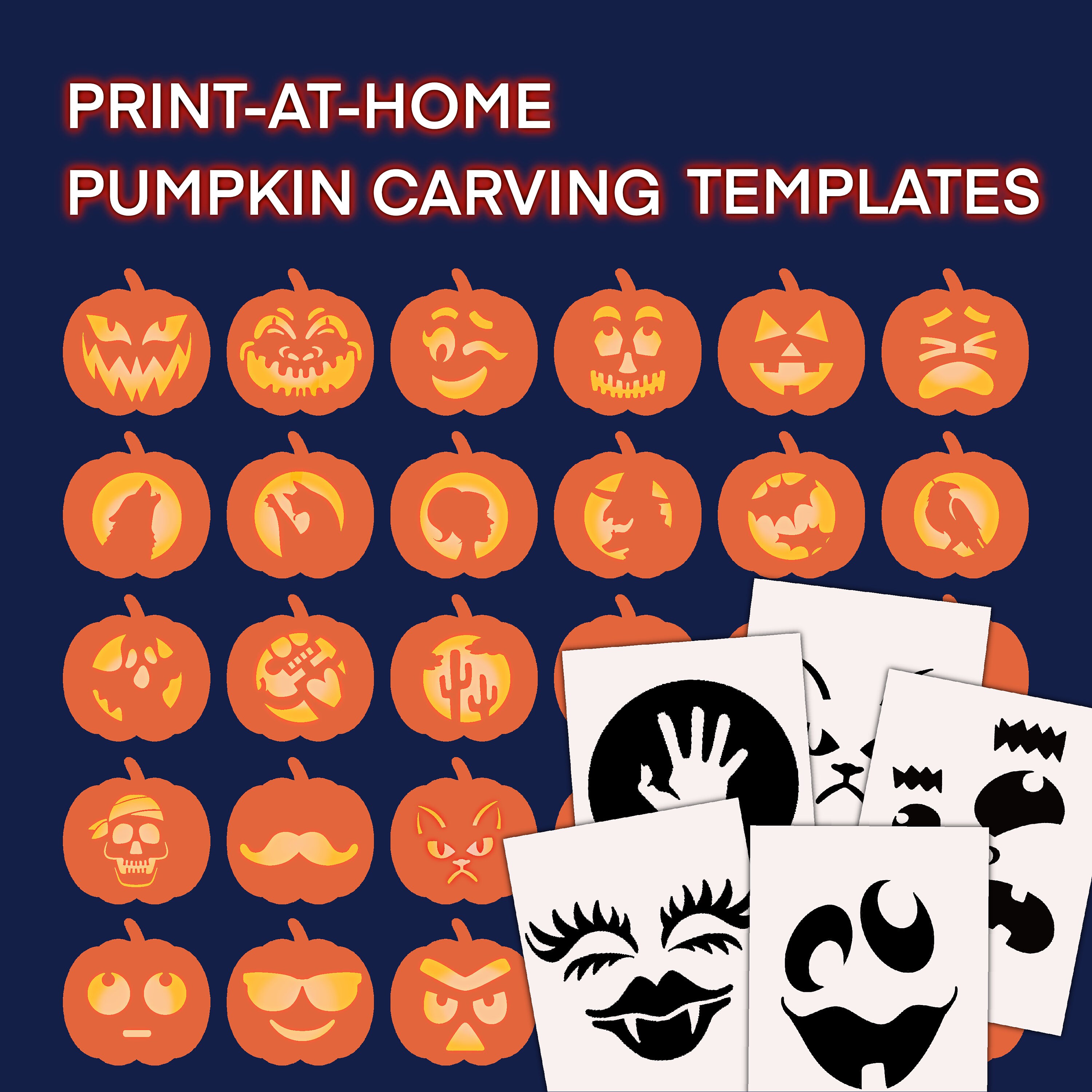 Pumpkin Carving Stencil Packet Printable Digital Download Etsy