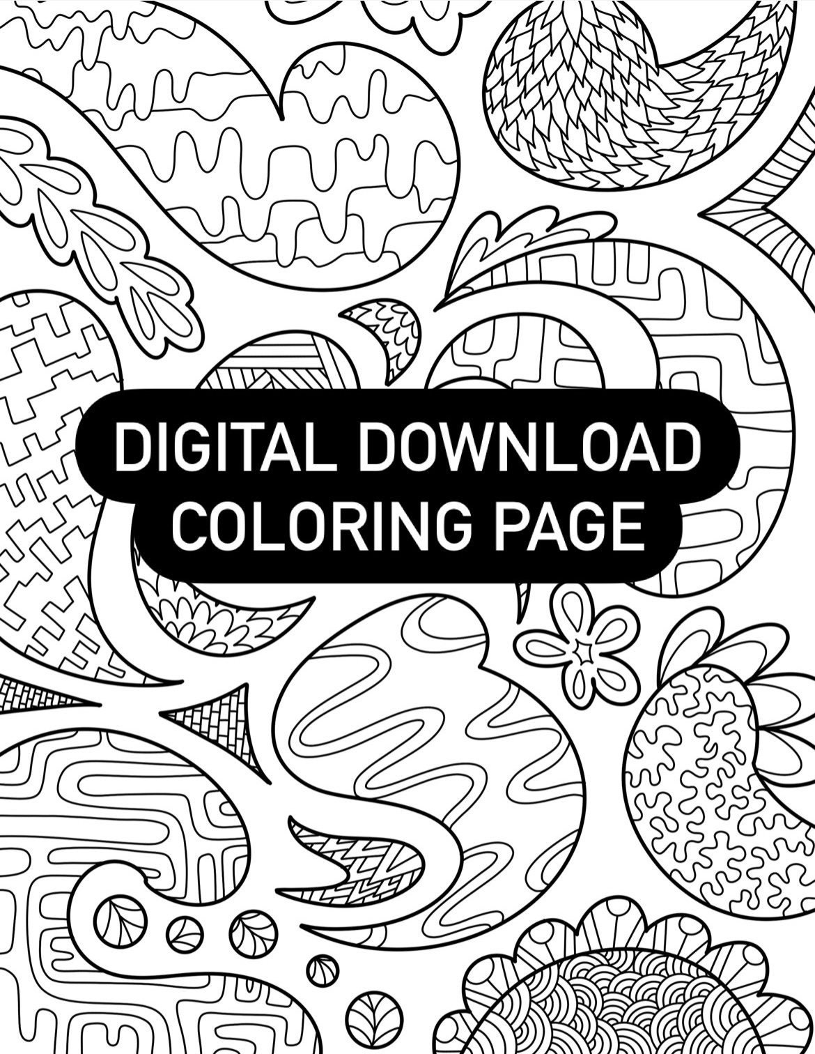 Soothing Geometric Patterns Coloring Page Printable Digital Download