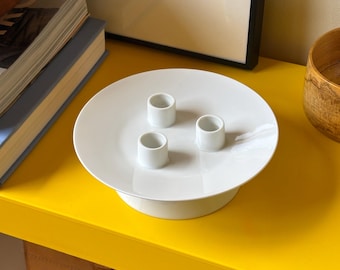 Mid Century Modern White Porcelain Triple Taper Candle Holder by Rosenthal | Made in Germany