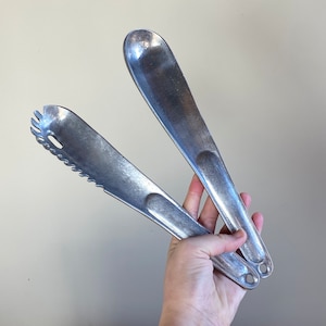 Vintage Modern Cast Aluminum Serving Spoon And Fork Salad Serving Set Space Age Post Modern