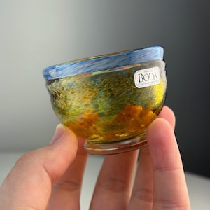 Kosta Boda Sweden Artist Collection Miniature Antikva Bowl by Bertil Vallien No. 58010 Swedish Scandinavian Scandi Art Glass Blown Glass