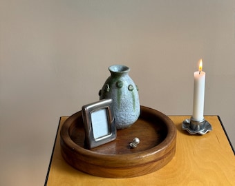 Vintage Turned Wood Rustic Circular Decorative Tray