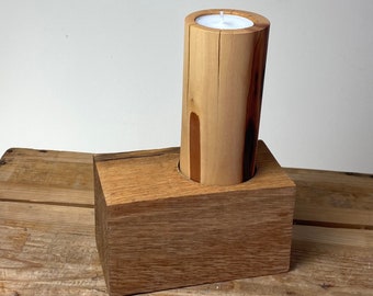 Handmade Modern Abstract Wooden Candle Holder Hand Turned Crafted By Knotweld