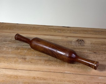 Primitive Vintage Rolling Pin One Piece Hand Turned Farmhouse 13” Solid Wood