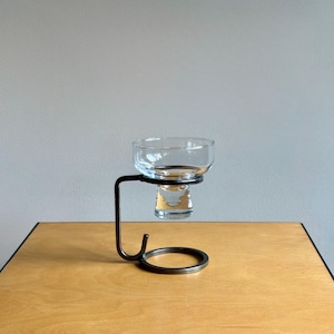 Danish Hand Forged Iron Metal Candle Holder with Glass Votive Insert