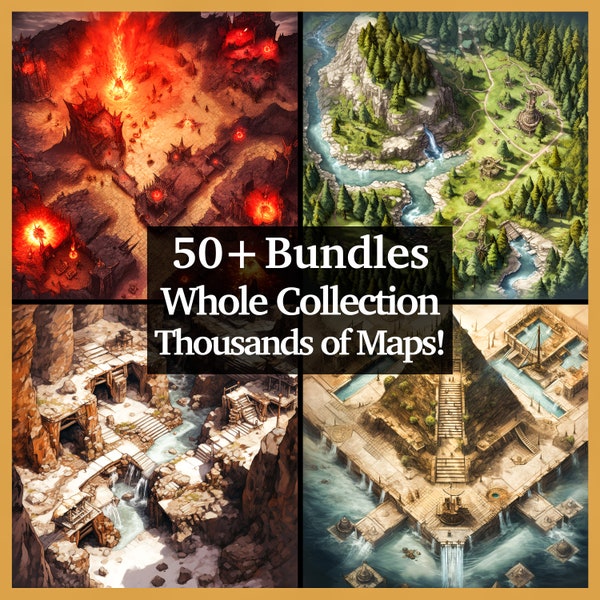 Battle Maps & Background Scenes Bundle, Whole Shop Access, 30K+ Map Collection, Role Playing Maps, Dungeons and Dragons, Vibrant RPG Maps