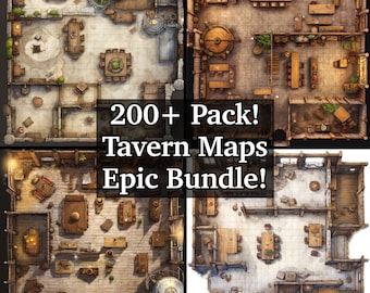 Cartes de bataille de taverne, lot de plus de 250 cartes de bataille de jeu de rôle détaillées, Donjons et dragons, cartes RPG, diverses cartes RPG de taverne