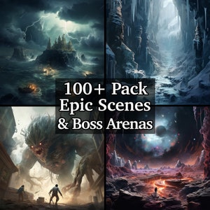 Pack de cartes d'arène paysages immersifs et boss épiques, plus de 100 cartes de jeux de rôle très détaillées, donjons et dragons, cartes RPG, cartes de bataille