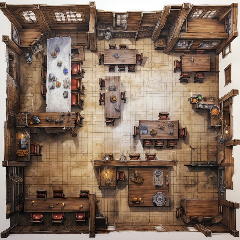 Cartes de bataille de taverne, lot de plus de 250 cartes de bataille de jeu de rôle détaillées, Donjons et dragons, cartes RPG, diverses cartes RPG de taverne image 8