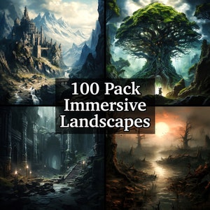 Meeslepende RPG-landschapsbundel, 100 stuks zeer gedetailleerde omgevingen voor Dungeons and Dragons DM's, rollenspelavontuur, levendige terreinen