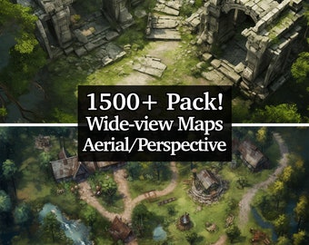 1500 Wide-view Battle Maps & Backgrounds, 16:9 Maps, Bundle of Role Playing Maps, Dungeons and Dragons, RPG Maps, Aerial + Iso Terrains