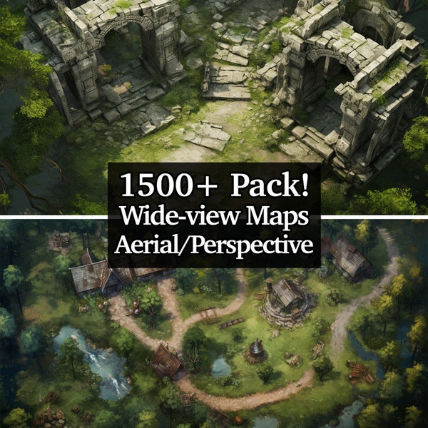 1500 Wide-view Battle Maps & Backgrounds, 16:9 Maps, Bundle of Role Playing Maps, Dungeons and Dragons, RPG Maps, Aerial + Iso Terrains